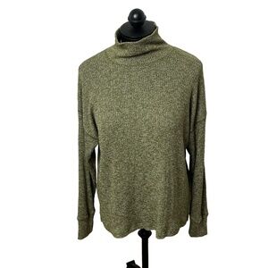J Crew Olive Green Long Sleeve Ribbed Knit Turtleneck Sweater Size‎ Medium
